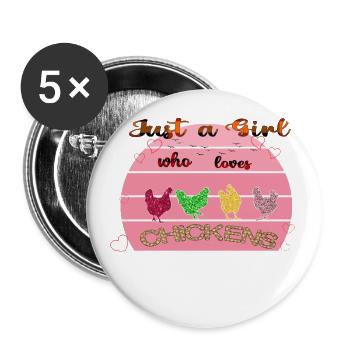 Juste une fille qui aime les poulets - Lot de 5 grands badges (56 mm) - blanc - Devant