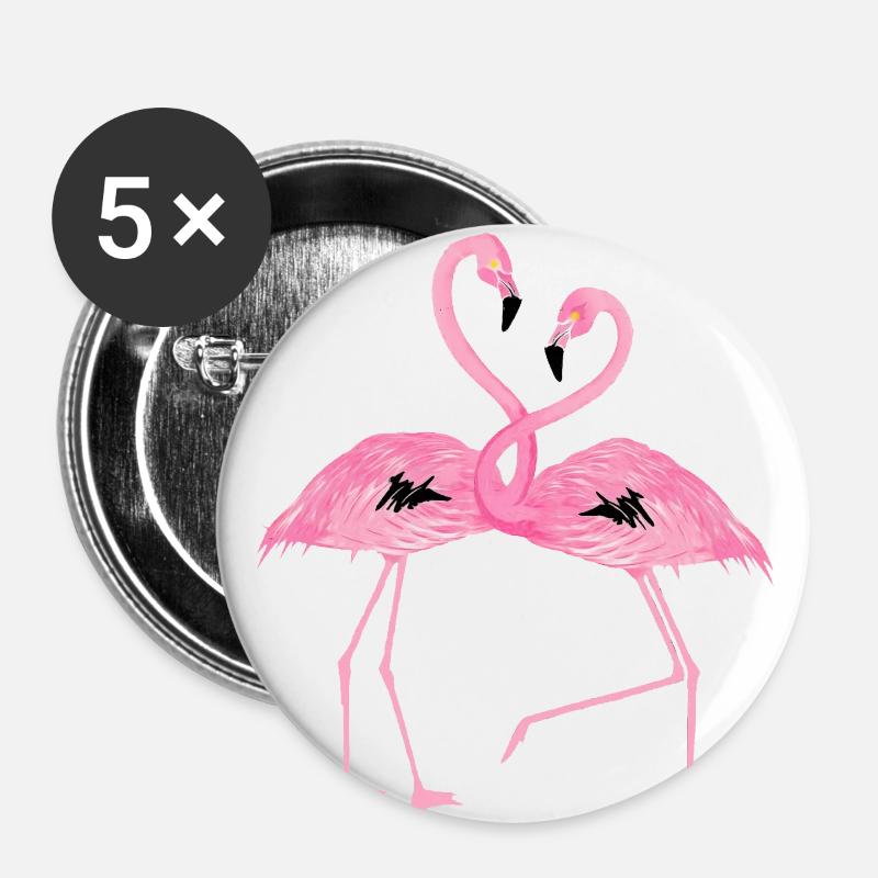 flamingo design - Buttons large 2.2''/56 mm (5-pack) - white