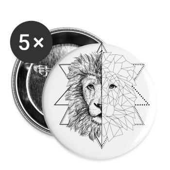 Black tattoo inspired lion | Low Poly Art - Buttons large 2.2''/56 mm (5-pack) - white - Front