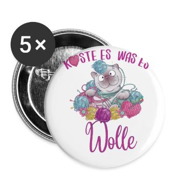 Stricken & Handarbeit für Stricksüchtige Frauen - Buttons groß 56 mm (5er Pack) - Weiß - Vorne