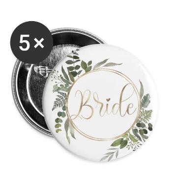 Équipe Bride! Cercle d’eucalyptus - Lot de 5 grands badges (56 mm) - blanc - Devant