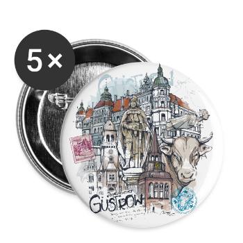 Güstrow Illustration - Buttons large 2.2''/56 mm (5-pack) - white - Front