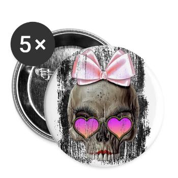 Funny Love skull - Buttons groß 56 mm (5er Pack) - Weiß - Vorne