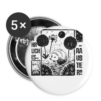 Gefährliches Laubtier Igel - Buttons groß 56 mm (5er Pack) - Weiß - Vorne
