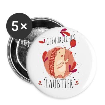 Gefährliches Laubtier Igel - Buttons groß 56 mm (5er Pack) - Weiß - Vorne