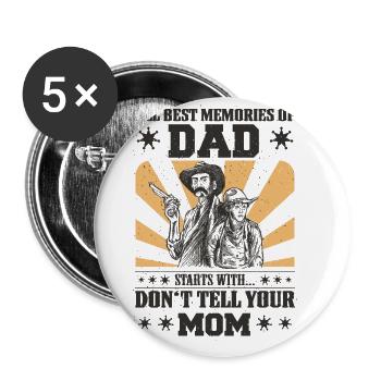 Best Dad, Father's Day and Birthday - Buttons large 2.2''/56 mm (5-pack) - white - Front