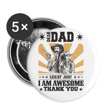 Best Dad, Father's Day and Birthday - Buttons large 2.2''/56 mm (5-pack) - white - Front