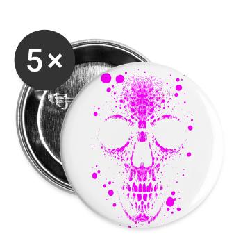 Totenkopf Skull - Buttons groß 56 mm (5er Pack) - Weiß - Vorne