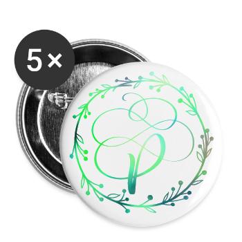Monogram, Letter P, Calligraphy Ornament - Buttons large 2.2''/56 mm (5-pack) - white - Front