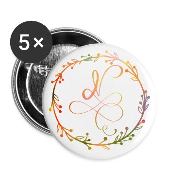 Monogram, Letter N, Calligraphy Ornament - Buttons large 2.2''/56 mm (5-pack) - white - Front
