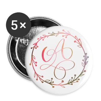 Monogram, Letter A, Calligraphy Ornament - Buttons large 2.2''/56 mm (5-pack) - white - Front