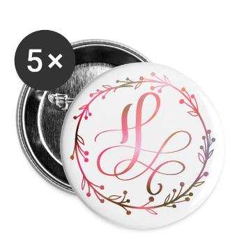 Monogram, Letter H, Calligraphy Ornament - Buttons large 2.2''/56 mm (5-pack) - white - Front