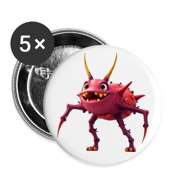 Rotes TickToc Monster - Buttons groß 56 mm (5er Pack) - Weiß - Vorne