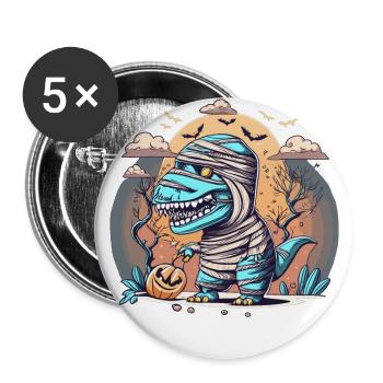 Tyrannosaurus Trex Halloween - Buttons groß 56 mm (5er Pack) - Weiß - Vorne