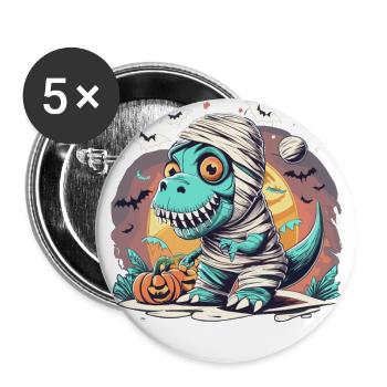 Tyrannosaurus Trex Halloween - Buttons groß 56 mm (5er Pack) - Weiß - Vorne