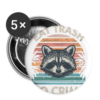 Raccoon eat trash do crime - Buttons groß 56 mm (5er Pack) - Weiß - Vorne