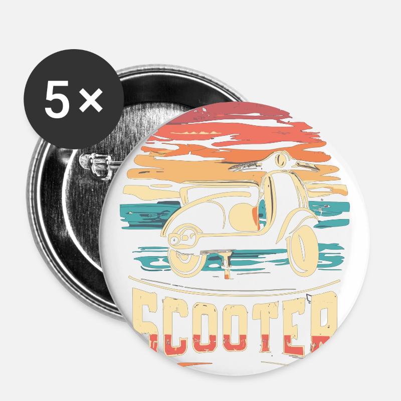 Scooter Motorroller Mofa Moped Roller - Buttons large 2.2''/56 mm (5-pack) - white