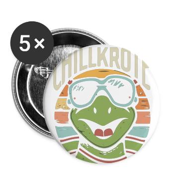 Relaxed Turtle Chill Toad - Buttons large 2.2''/56 mm (5-pack) - white - Front