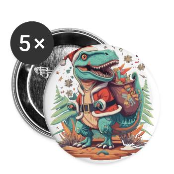 Dinosaur Trex Christmas - Buttons large 2.2''/56 mm (5-pack) - white - Front