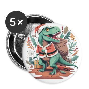 Dinosaur Trex Christmas - Buttons large 2.2''/56 mm (5-pack) - white - Front