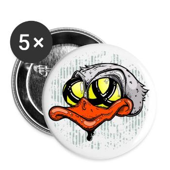 Lowbrowart Duck - Buttons groß 56 mm (5er Pack) - Weiß - Vorne