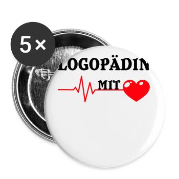 Logopädin mit herz Logopäde Logopädie Pathologe - Buttons groß 56 mm (5er Pack) - Weiß - Vorne