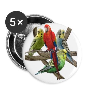 Perruque - Lot de 5 grands badges (56 mm) - blanc - Devant