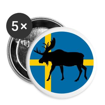 Elch Schweden - Buttons groß 56 mm (5er Pack) - Weiß - Vorne