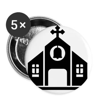 Église - Lot de 5 grands badges (56 mm) - blanc - Devant