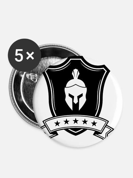 Spartaner Helm wappen - Buttons groß 56 mm (5er Pack) - Weiß