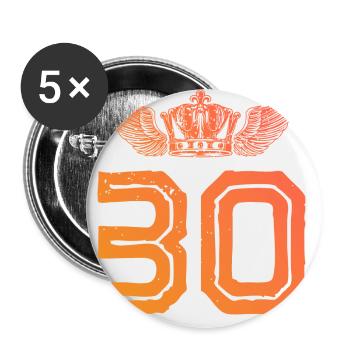 30 Zahl Krone - Buttons groß 56 mm (5er Pack) - Weiß - Vorne