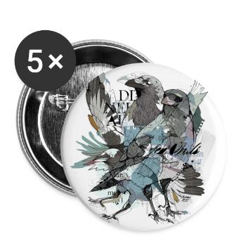 Raven Illu - Buttons large 2.2''/56 mm (5-pack) - white - Front