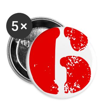6 Zahl Symbol - Buttons groß 56 mm (5er Pack) - Weiß - Vorne