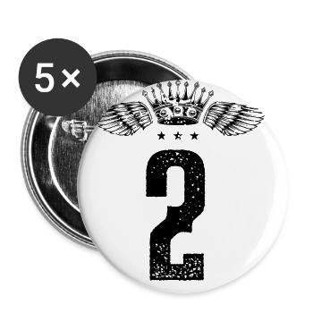 2 Zahl Krone - Buttons groß 56 mm (5er Pack) - Weiß - Vorne