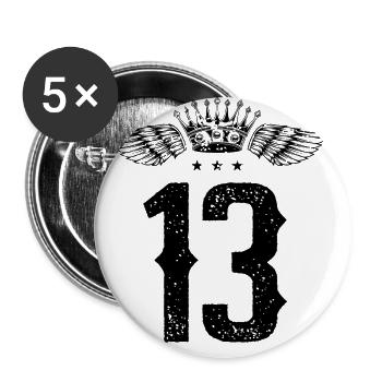 13 Zahl Krone - Buttons groß 56 mm (5er Pack) - Weiß - Vorne