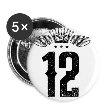 12 Zahl Krone - Buttons groß 56 mm (5er Pack) - Weiß - Vorne