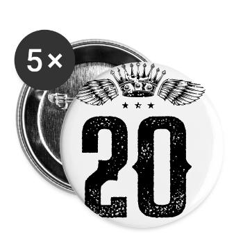 20 Zahl Krone - Buttons groß 56 mm (5er Pack) - Weiß - Vorne