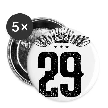 29 Zahl Krone - Buttons groß 56 mm (5er Pack) - Weiß - Vorne