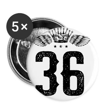 36 Couronne numérique - Lot de 5 grands badges (56 mm) - blanc - Devant