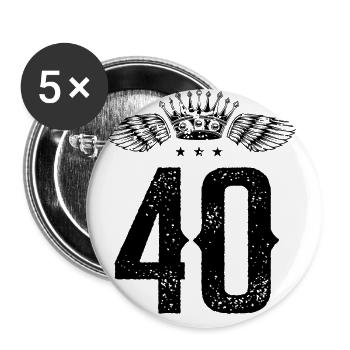 40 Zahl Krone - Buttons groß 56 mm (5er Pack) - Weiß - Vorne
