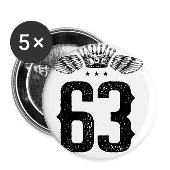 63 Zahl Krone - Buttons groß 56 mm (5er Pack) - Weiß - Vorne
