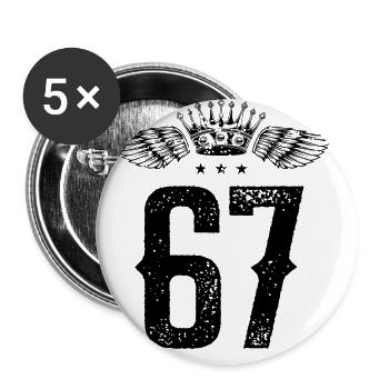 67 Zahl Krone - Buttons groß 56 mm (5er Pack) - Weiß - Vorne