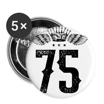 75 Couronne numérique - Lot de 5 grands badges (56 mm) - blanc - Devant