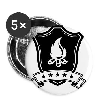Lagerfeuer Wappen - Buttons groß 56 mm (5er Pack) - Weiß - Vorne