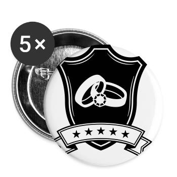 Eheringe Hochzeit Wappen - Buttons groß 56 mm (5er Pack) - Weiß - Vorne