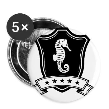 Seepferd Wappen - Buttons groß 56 mm (5er Pack) - Weiß - Vorne