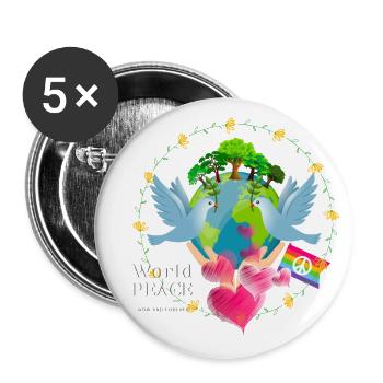 Paix mondiale - Lot de 5 grands badges (56 mm) - blanc - Devant