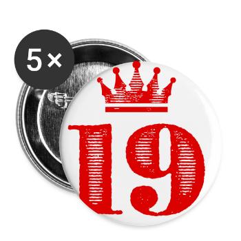 19 Couronne numérique - Lot de 5 grands badges (56 mm) - blanc - Devant