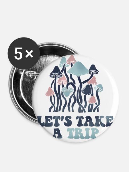 LET'S TAKE A TRIP - Buttons large 2.2''/56 mm (5-pack) - white