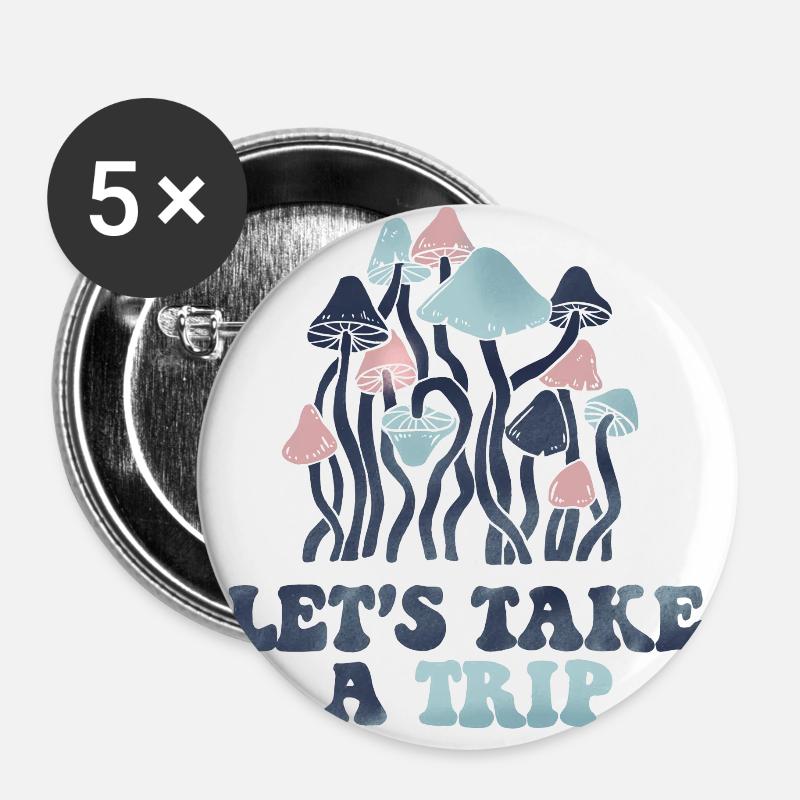 LASS UNS EINEN AUSFLUG MACHEN - Buttons groß 56 mm (5er Pack) - Weiß